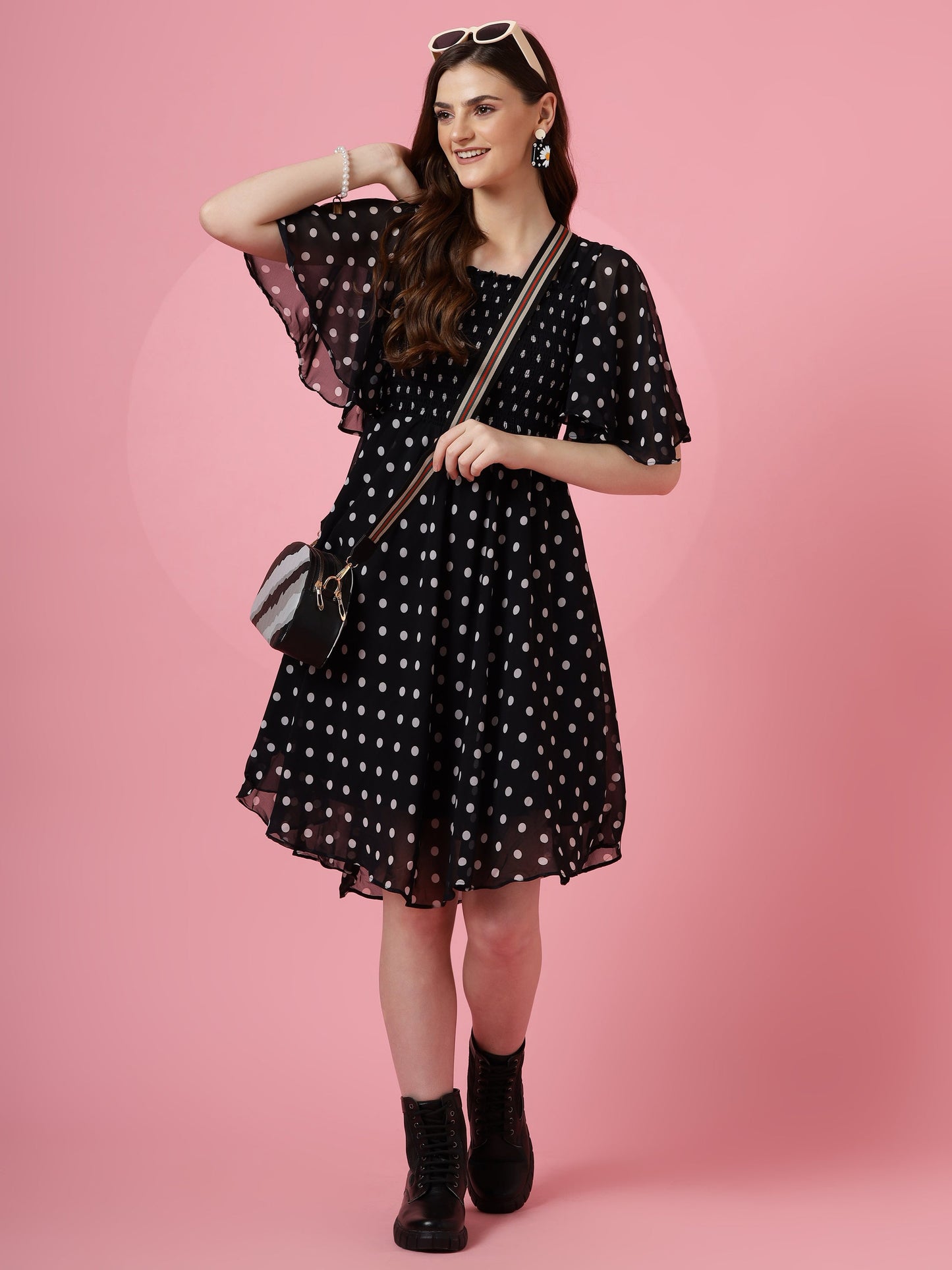 Classic Black Polka Print Dress