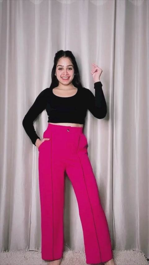 Textured Peach High Rise Bootcut Trousers - Elevate your style with our textured high-rise bootcut trousers. Versatile and comfortable,  Explore Women's Trousers and Pants at Wyshlist. From formal to cargo, jeans to streetwear, find affordable and comfortable styles. Shop now at Wyshlist. 