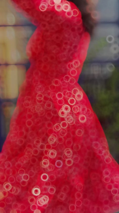Red & White Floral Printed Midi Knee Length Dress by Wyshlist