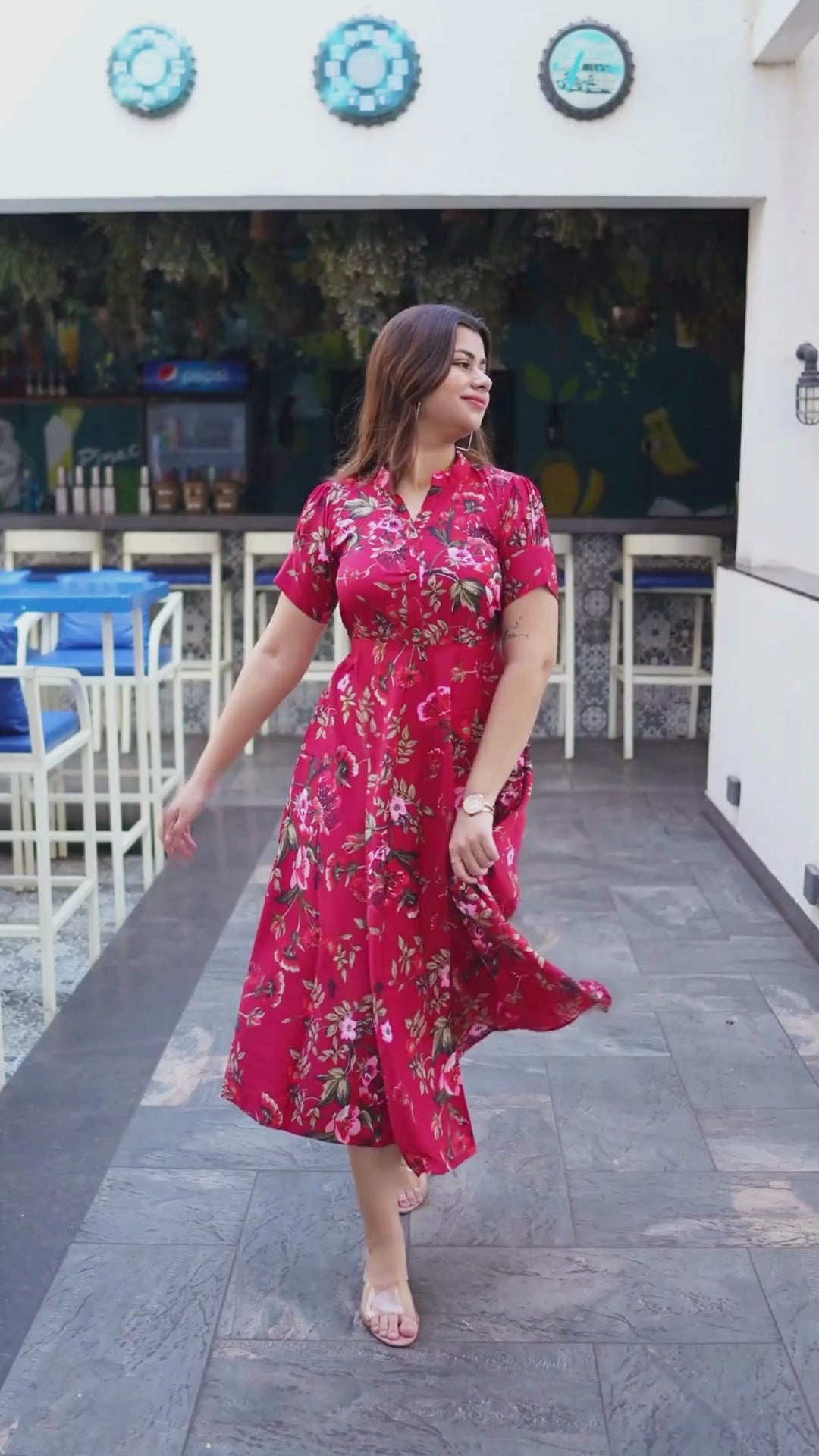 Elevate your party look with the Floral Fiesta Maxi Dress in Crepe from Wyshlist. This Indian creation boasts a floral pattern, short sleeves, and a fit-and-flare style. Perfect for various occasions. Explore long dresses, white maxi dresses, and more at Wyshlist. 