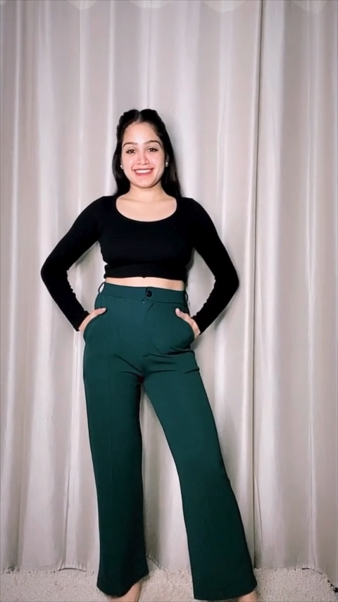 Elevate your style with Fresh Greenery High Rise Textured Trousers. Ankle-length, textured, and button closure, these casual trousers offer comfort with a trendy touch. Explore Wyshlist for women's cargo pants, jeans, and trousers. Your source for daily, comfortable, and affordable fashion