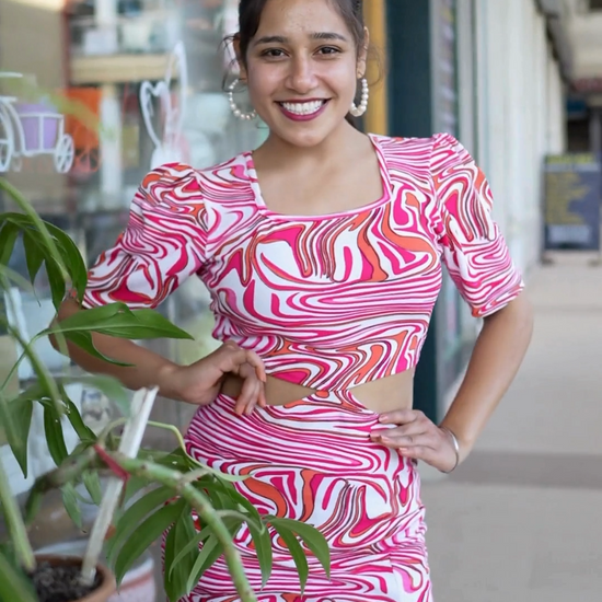 Pink Panther Crepe Animal Print Bodycon Dress Featuring a  square neck, Half sleeves, and a bodycon fit, this above-knee dress is perfect for Western wear. Machine-washable and effortlessly chic, it's a must-have in your collection. Discover more at Wyshlist.