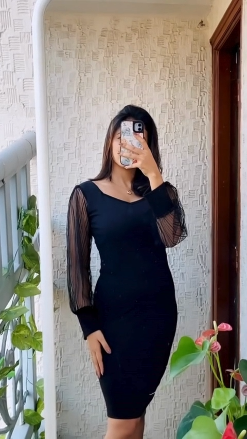 Sleek Black Knit Bodycon Dress - Elevate your style with our V-neck, long-sleeved black bodycon dress. Ideal for parties, the above-knee length in knitted fabric adds a chic touch. Shop trendy Bodycon Dresses for Women & Girls at Wyshlist. Enjoy up to 70% off at Wyshlist Fashion.