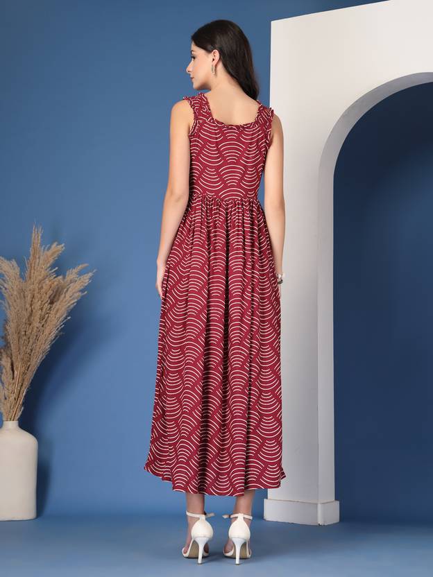 Wine Charm Flared Maxi Dress