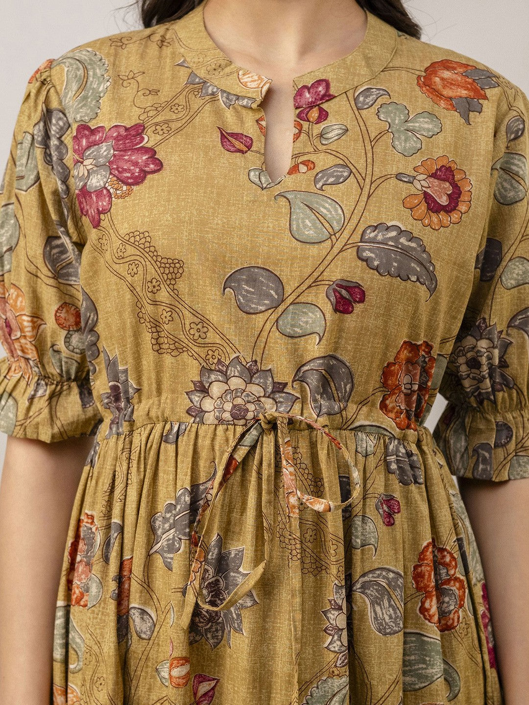 Mustard Bloom A-Line Maxi Dress