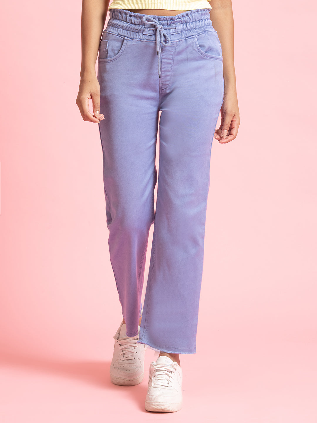 Blue Denim Full-Length Elastic Closure Jeans