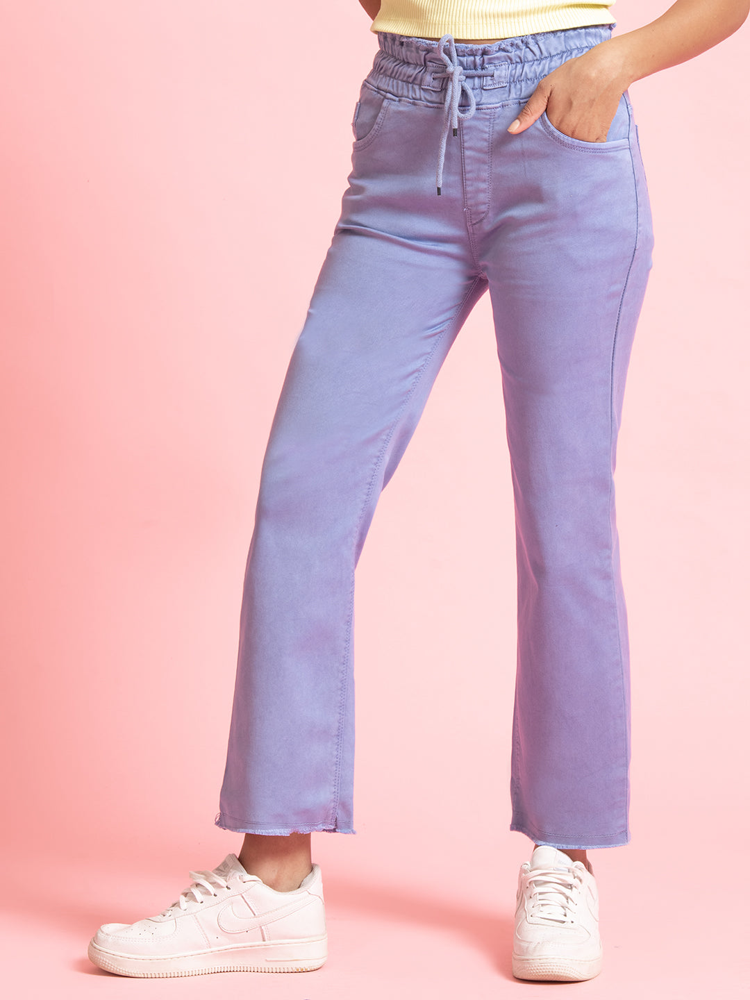 Blue Denim Full-Length Elastic Closure Jeans