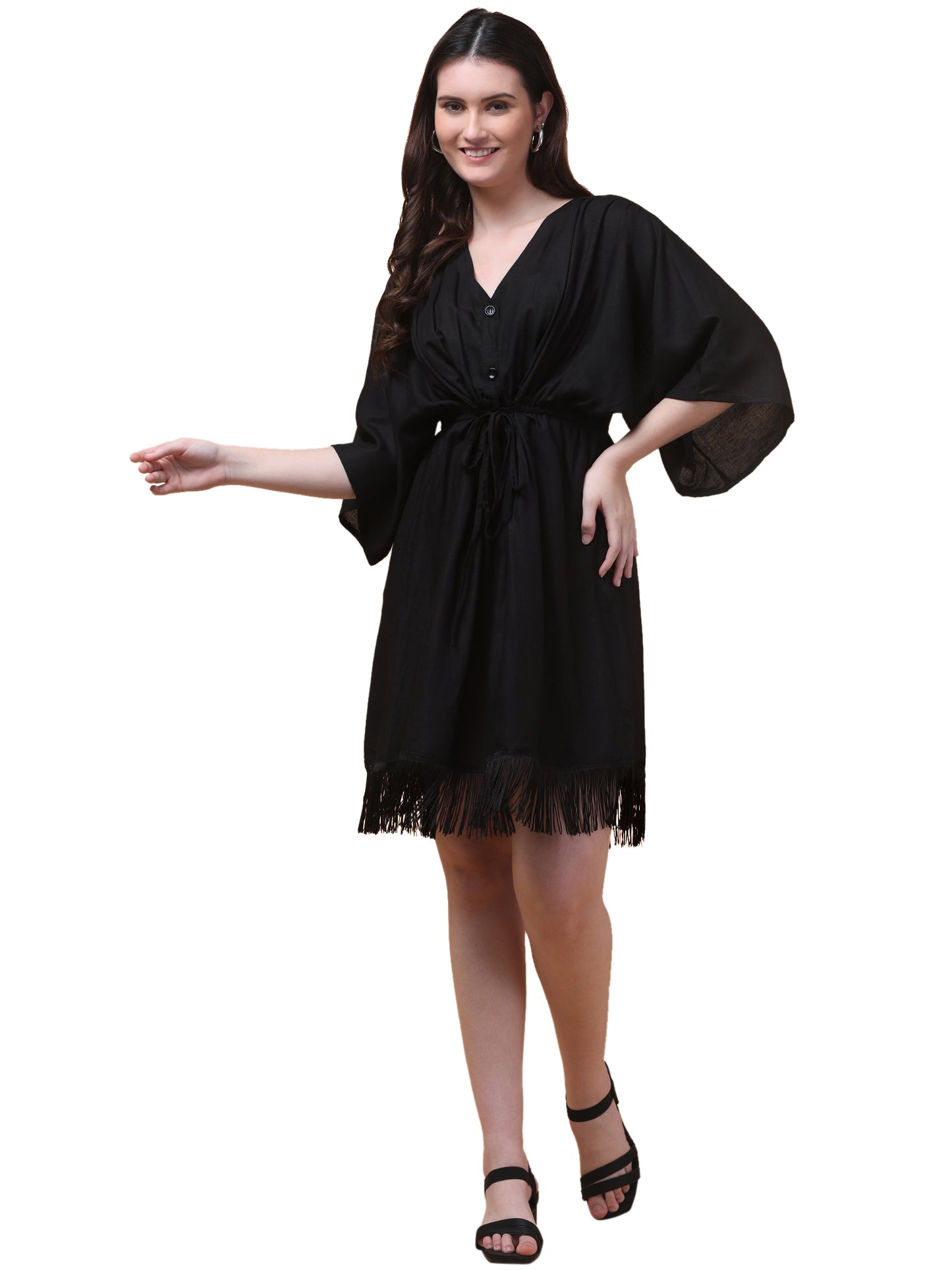 Noir Breeze Kaftan Mini Dress
