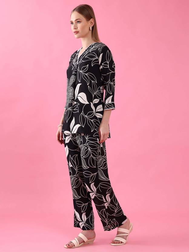 Noir Bloom Floral Print Co-ord Set