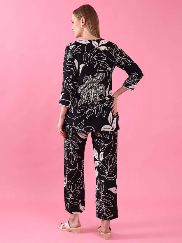 Noir Bloom Floral Print Co-ord Set