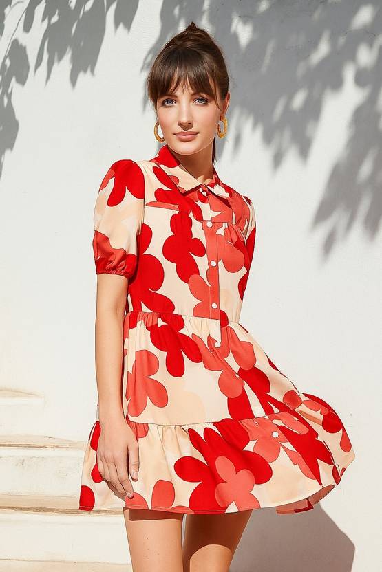 Scarlet Bloom A-line Mini Dress