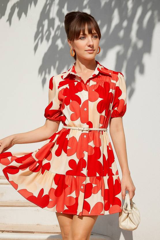Scarlet Bloom A-line Mini Dress