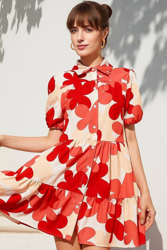 Scarlet Bloom A-line Mini Dress