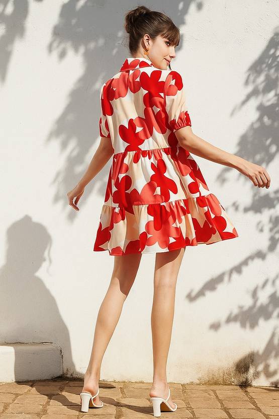 Scarlet Bloom A-line Mini Dress